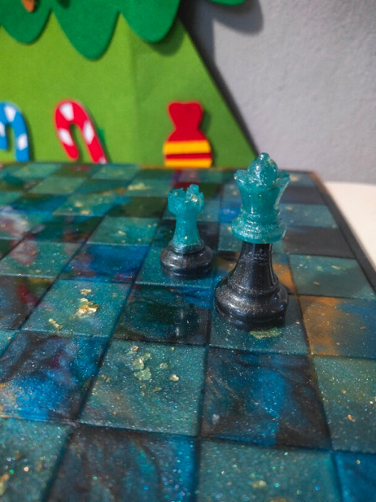 Ręcznie robione szachy z żywice epoksydowej - kolory na zamówienie Handmade premium